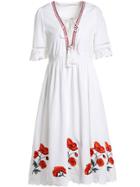 Shein Lace Up Flowers Embroidered Hollow Dress