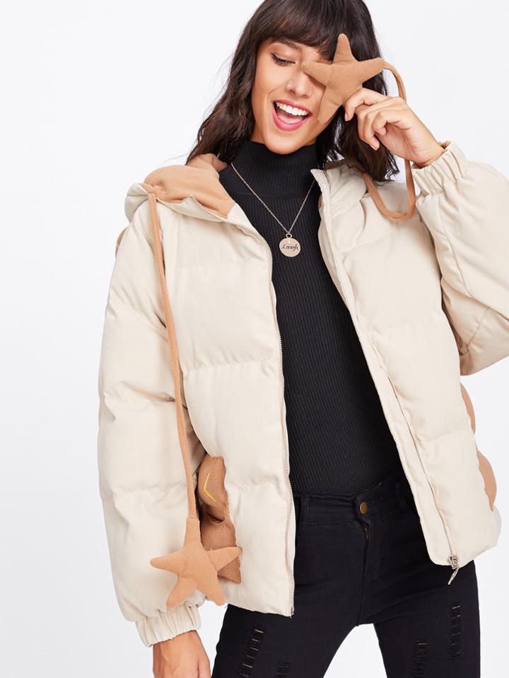 Shein Star Detail Hooded Coat