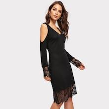 Shein Open Shoulder Lace Hem Dress