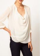Rosewe Causal White V Neck Three Quarter Sleeve T Shirt
