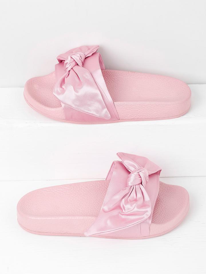 Shein Bow Tie Design Satin Slides