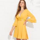 Shein Lace Panel Layered Bell Sleeve Dress