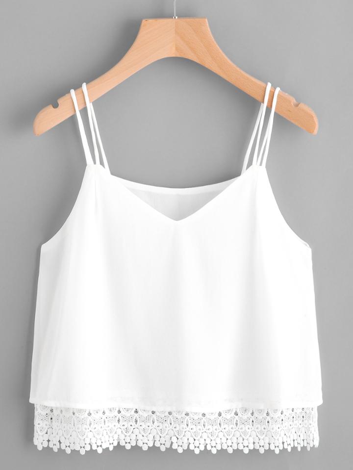 Shein V-cut Crochet Hem Cami Top