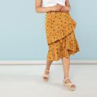 Shein Plus Asymmetrical Ruffle Trim Wrap Floral Skirt