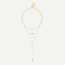 Shein Leaf & Flower Pendant Layered Chain Necklace