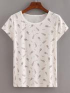 Shein Lipstick Print T-shirt White