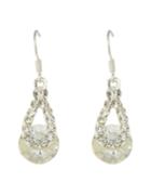 Shein Fashionable Beautiful White Shining Long Drop Stone Earrings