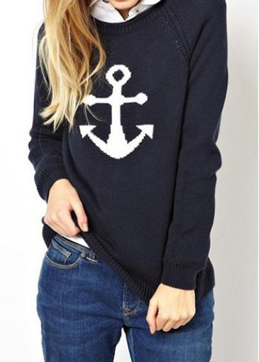 Rosewe Round Neck Long Sleeve Black Sweater