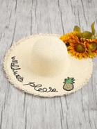 Shein Sequin Pineapple Detail Raw Trim Straw Hat