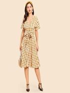 Shein Knot Front Plaid Dress