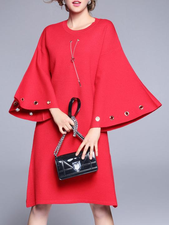 Shein Red Batwing Sleeve Shift Dress