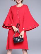 Shein Red Batwing Sleeve Shift Dress