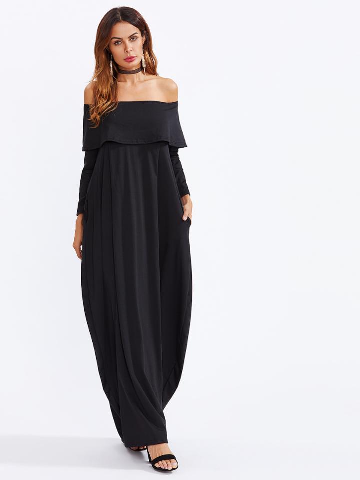Shein Flounce Layered Neckline Cocoon Dress