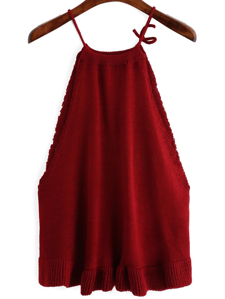 Shein Red Spaghetti Strap Sweater Cami Top