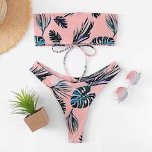 Shein Lace-up Tropical Bikini Set