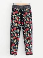 Shein Flower Embroidery Velvet Pants