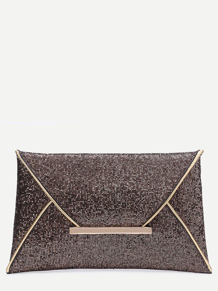 Shein Glitter Contrast Trim Envelope Clutch Bag