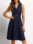Shein Navy A-line Shirt Dress With Belt