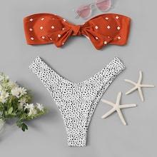 Shein Knot Front Random Dot Print Bikini Set