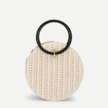 Shein Ring Detail Straw Round Chain Bag