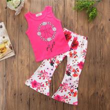 Shein Girls Letter Print Vest With Flare Pants