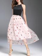 Shein Stars Heart Embroidered Gauze A-line Dress
