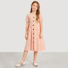 Shein Girls Button Up Pocket Front Shirt Dress