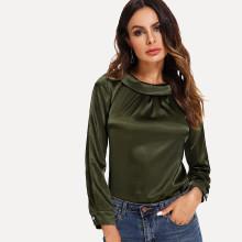 Shein Keyhole Satin Shirt