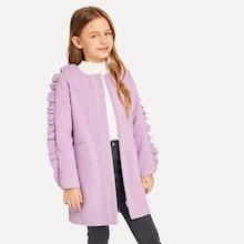 Shein Girls Frill Trim Sleeve Coat