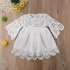Shein Toddler Girls Eyelet Embroidered Solid Dress