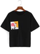 Shein Black Crew Neck Clown Print T-shirt