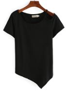 Shein Cutout Neck Asymmetric T-shirt