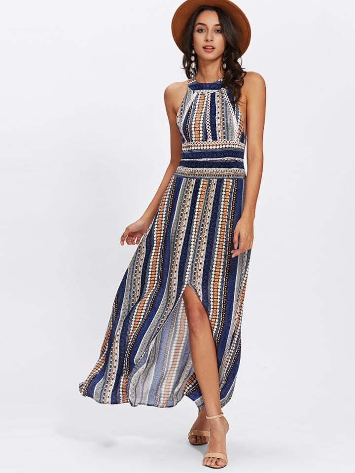 Shein Cut Out Back Split Front Dress