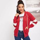 Shein Color Block Pocket Front Zip Up Hoodie