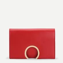 Shein Metal Ring Flap Pu Clutch Bag