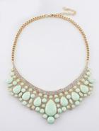 Shein Green Drop Gemstone Gold Collar Necklace