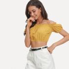 Shein Frill Trim Off Shoulder Crop Top