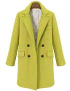 Shein Olive Lapel Double Breasted Pockets Coat