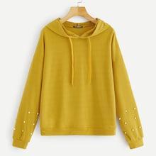 Shein Drop Shoulder Pearl Detail Hoodie