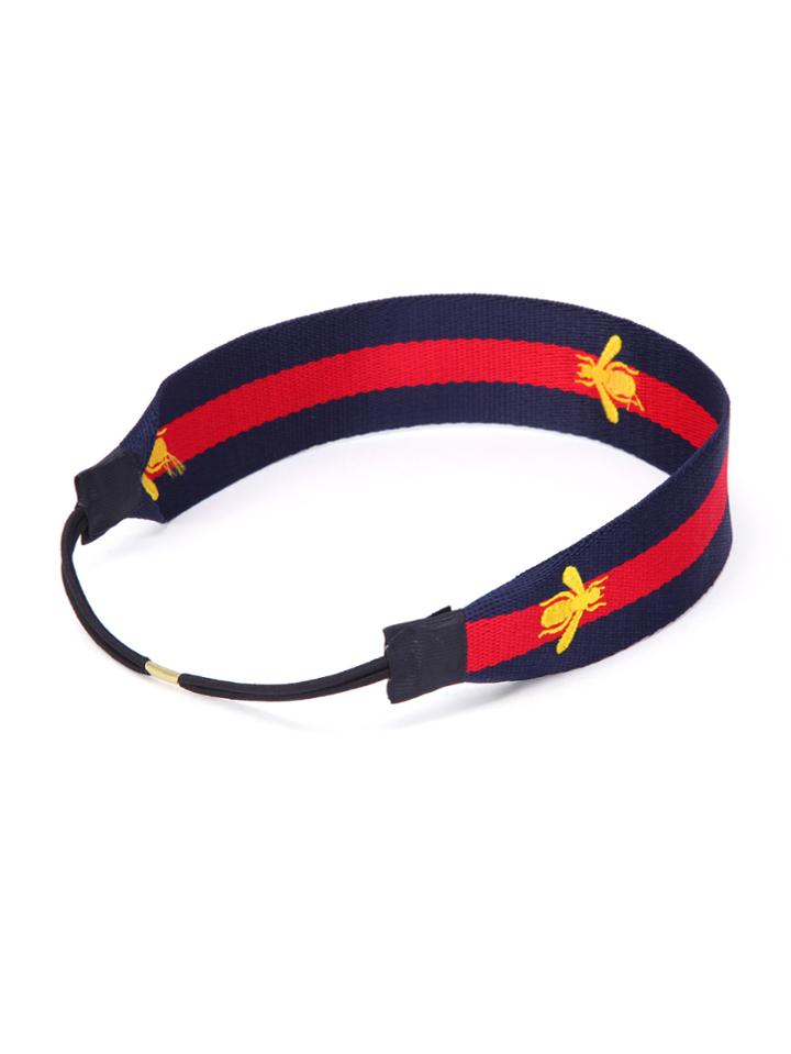 Shein Bee Embroidery Block Striped Hair Band