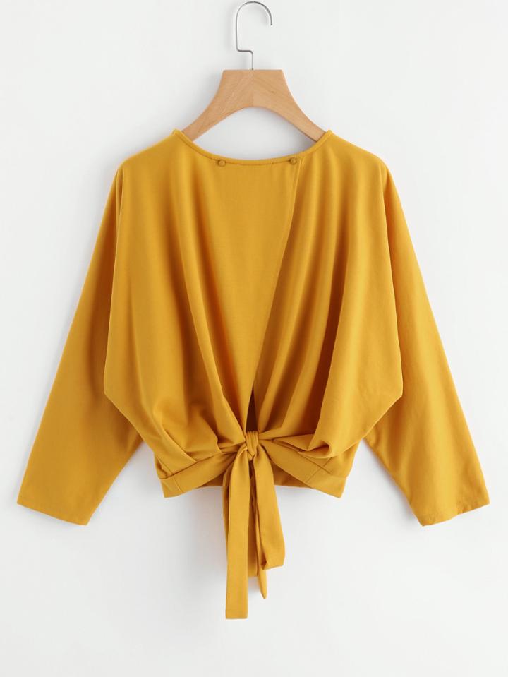 Shein Overlap Tie Back Sweatshirt