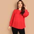 Shein Plus Keyhole Front Curved Hem Top