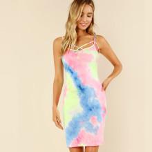 Shein Crisscross Neck Tie Dye Cami Dress