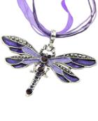 Shein Purple Diamond Dragonfly Necklace