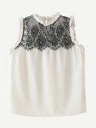 Shein Contrast Lace Panel Frill Detail Tank Top