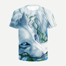Shein Men 3d Wolf Print Tee