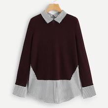 Shein Contrast Striped Trim Sweater