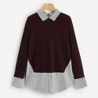 Shein Contrast Striped Trim Sweater
