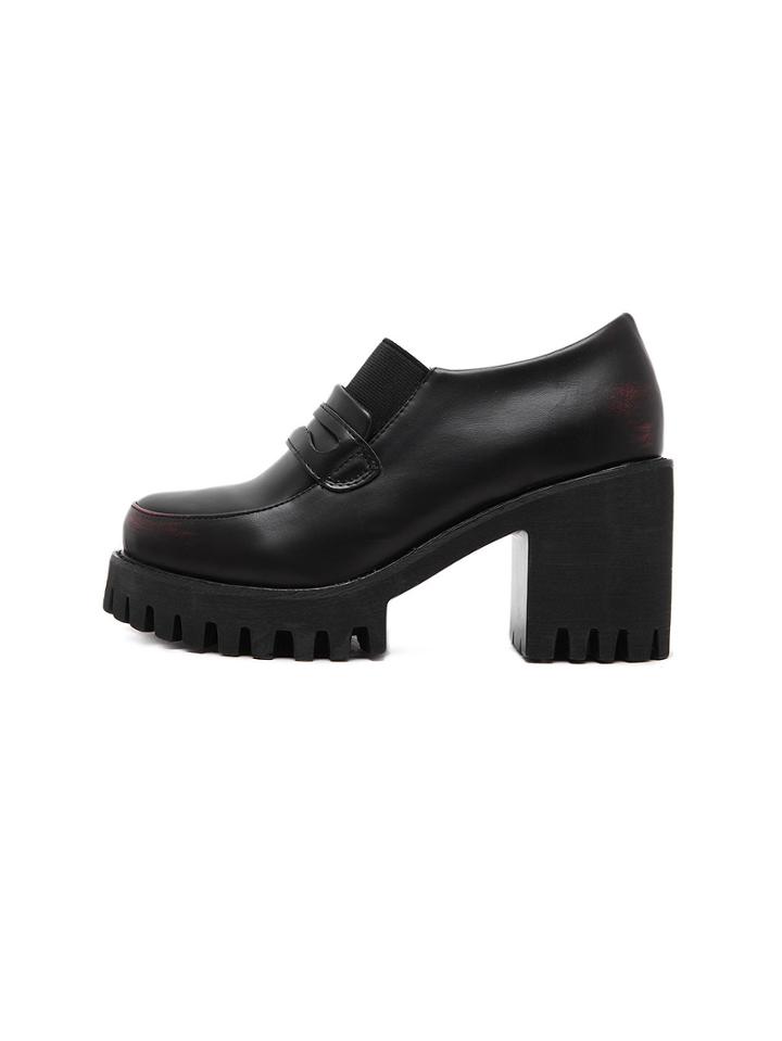 Shein Red Full Strap Chunk Sole Loafers