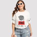 Shein Plus Letter And Figure Print Tee